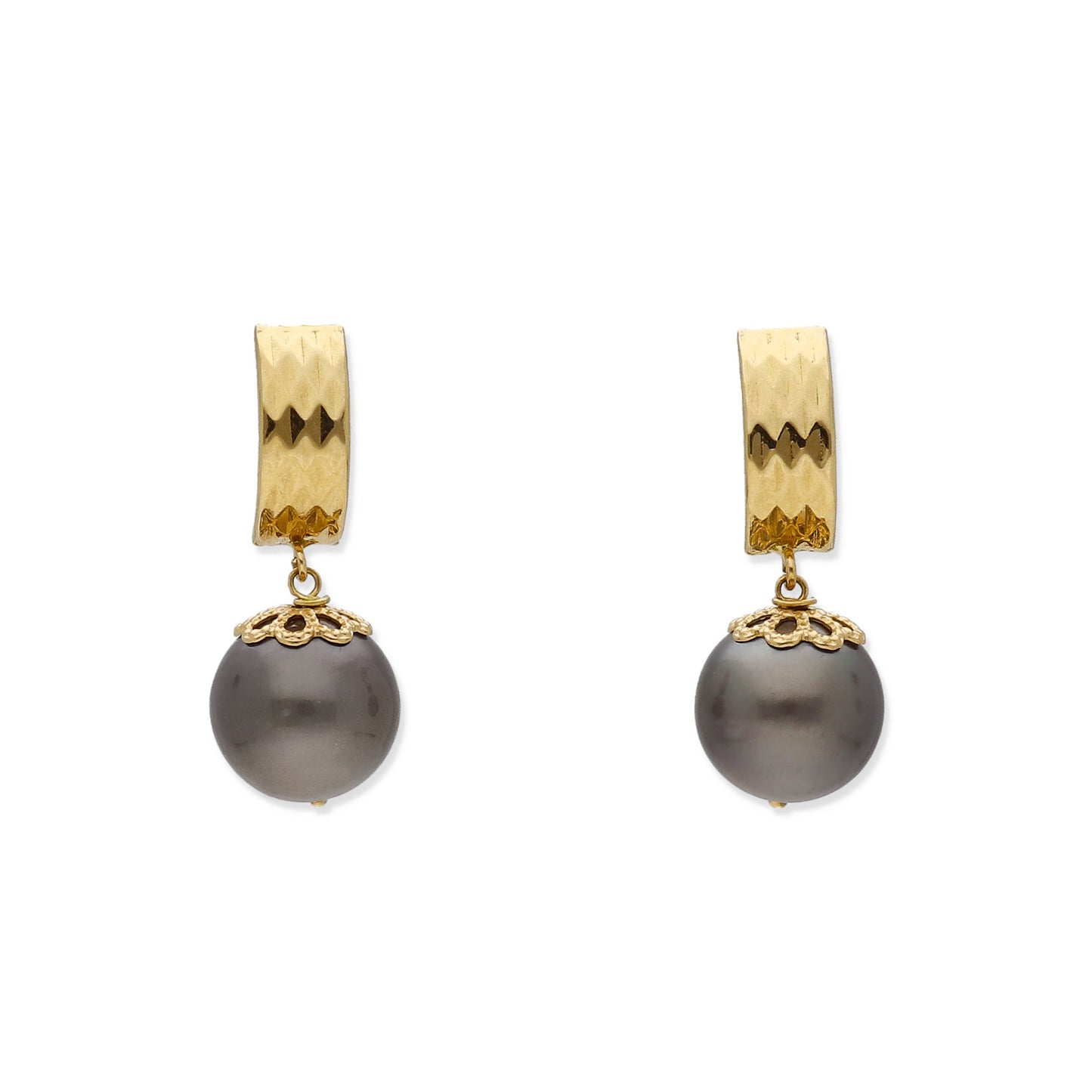 Pendientes Limes en Oro de Ley 18K con Perlas Tahití