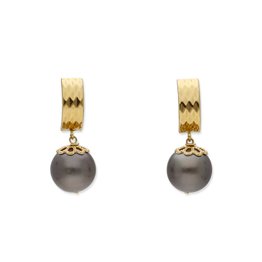 Pendientes Limes en Oro de Ley 18K con Perlas Tahití