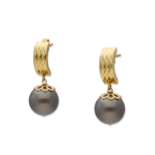 Pendientes Limes en Oro de Ley 18K con Perlas Tahití