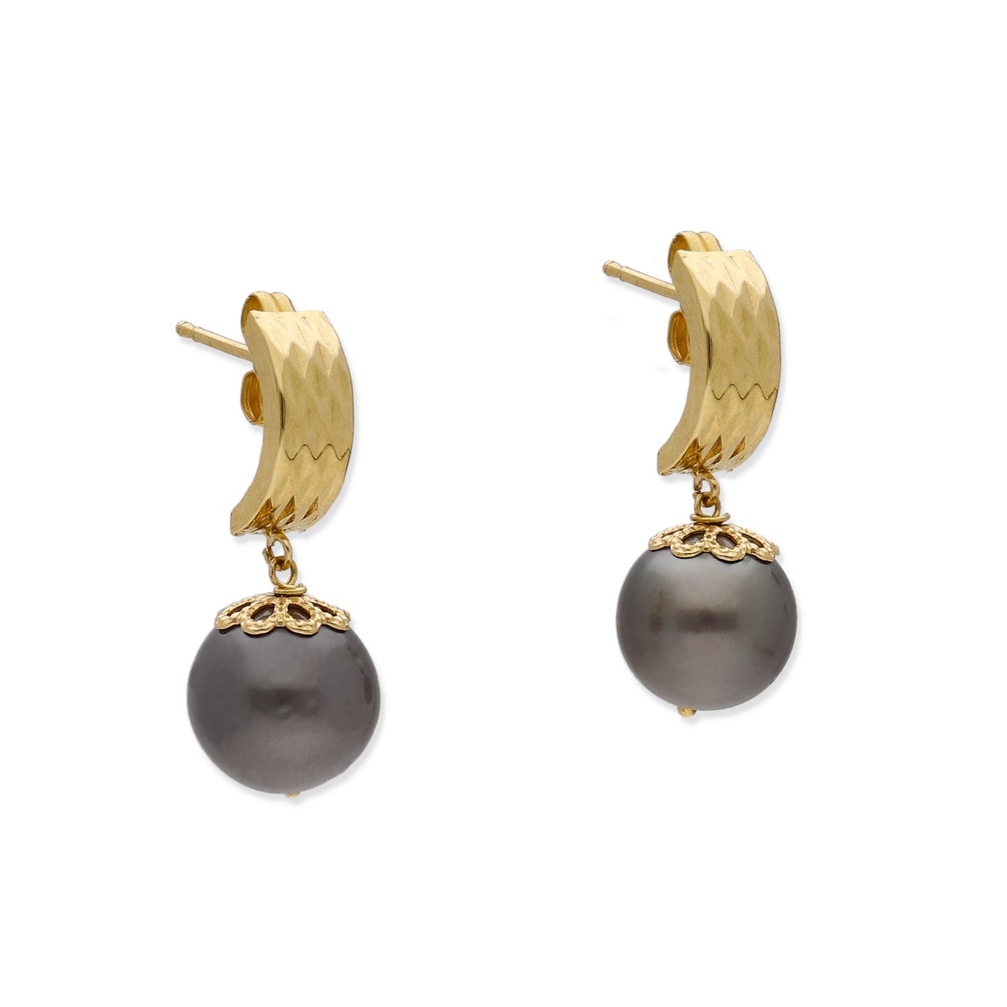 Pendientes Limes en Oro de Ley 18K con Perlas Tahití