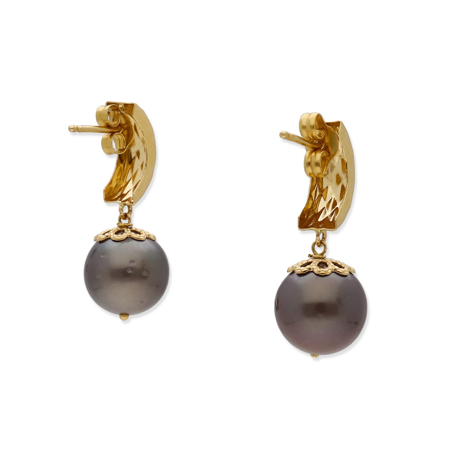 Pendientes Limes en Oro de Ley 18K con Perlas Tahití