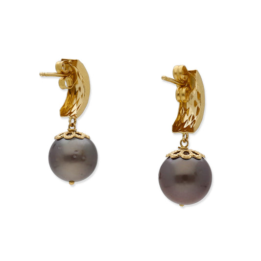 Pendientes Limes en Oro de Ley 18K con Perlas Tahití