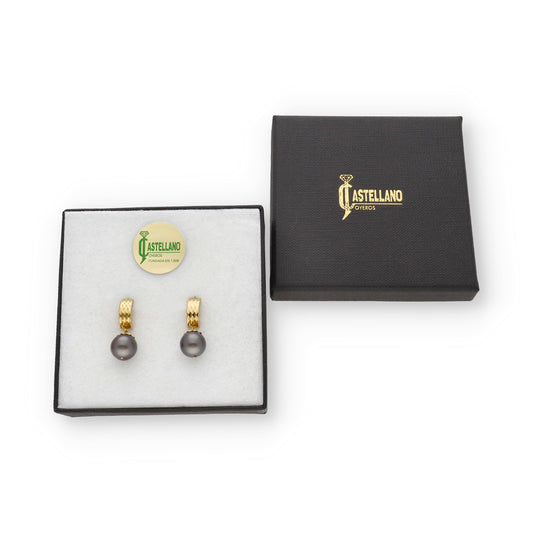 Pendientes Limes en Oro de Ley 18K con Perlas Tahití