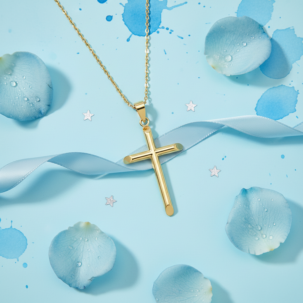 Cruz Lisa Mod Ortodoxa Pequeña en Oro 18k