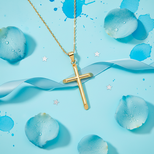 Cruz Lisa Mod Ortodoxa Pequeña en Oro 18k