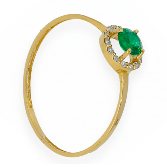 Anillo Astro en Oro 18k y Diamantes con Esmeralda