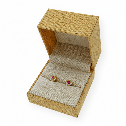 Pendientes Julieta Oro 18k con Diamantes y Rubíes