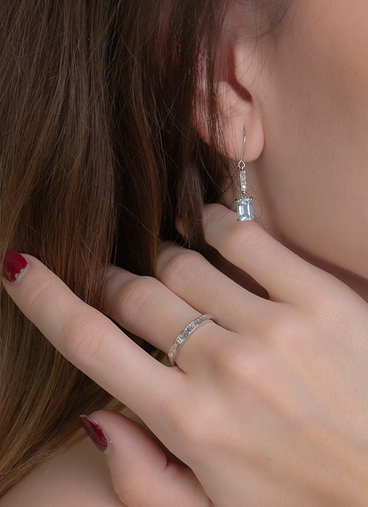 Pendientes Estela en Oro Blanco 18k con Diamantes y Topacios