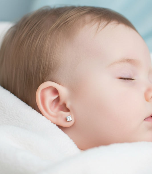 Pendientes de oro blanco 2.5 mm de cuatro patillas circonitas