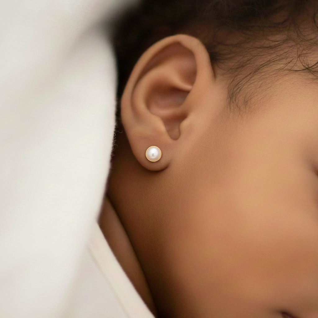 Pendientes Bebé Oro y Perlas Naturales de 5mm