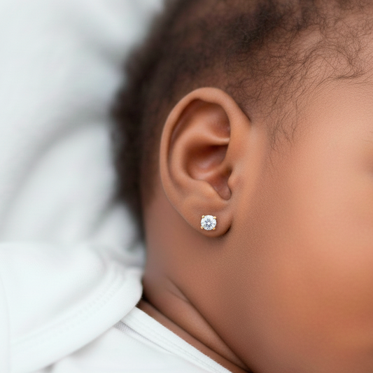 Pendientes Bebé Oro y Circonita de 3,10 MM en Patillas