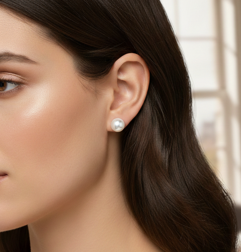 Pendientes de Oro 18k y Perlas Freshwater Cultivadas 9mm