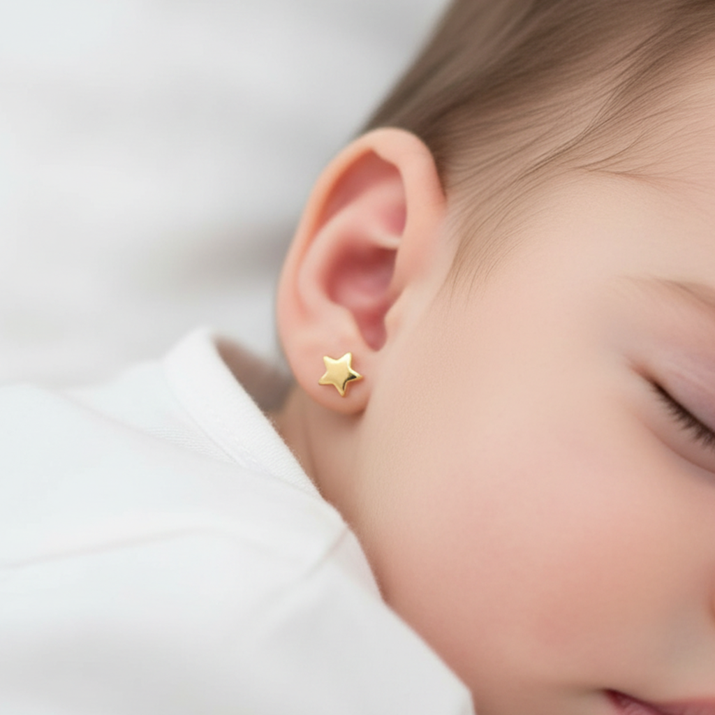 Pendientes bebé estrella Oro amarillo 18K
