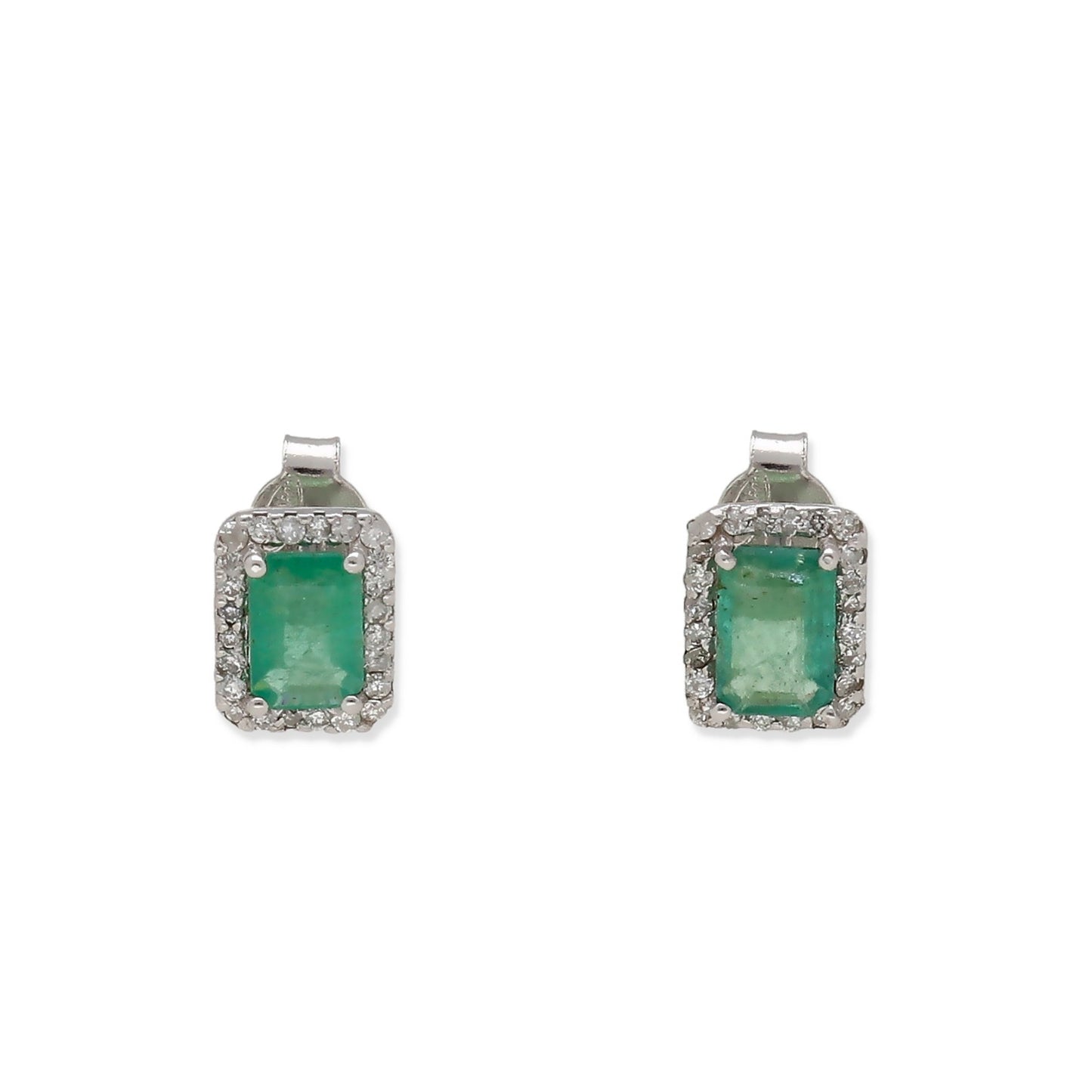 Pendientes Marquisa en Oro Blanco 18K con Esmeralda y Diamantes