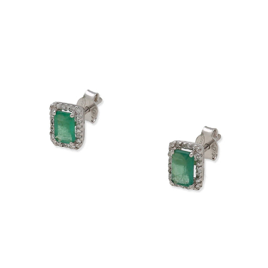 Pendientes Marquisa en Oro Blanco 18K con Esmeralda y Diamantes