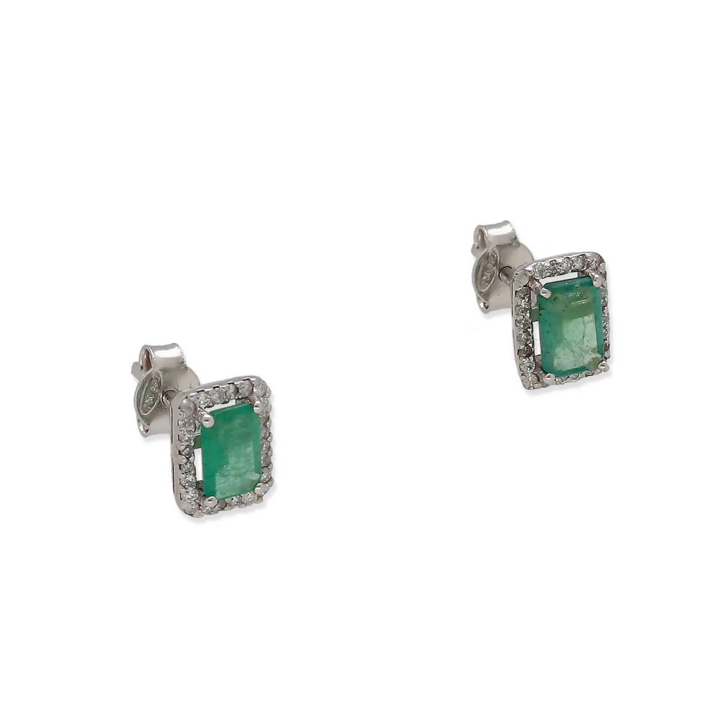 Pendientes Marquisa en Oro Blanco 18K con Esmeralda y Diamantes