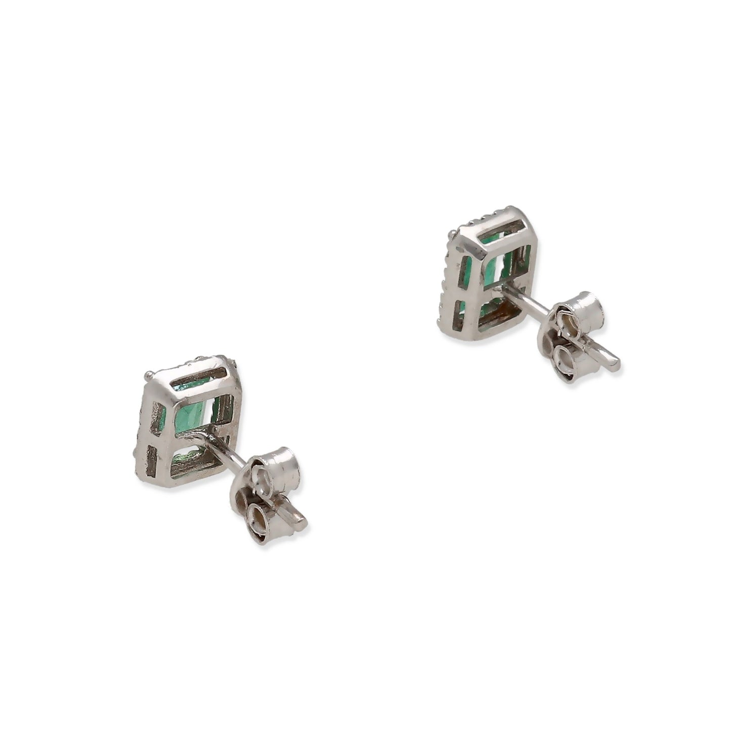 Pendientes Marquisa en Oro Blanco 18K con Esmeralda y Diamantes