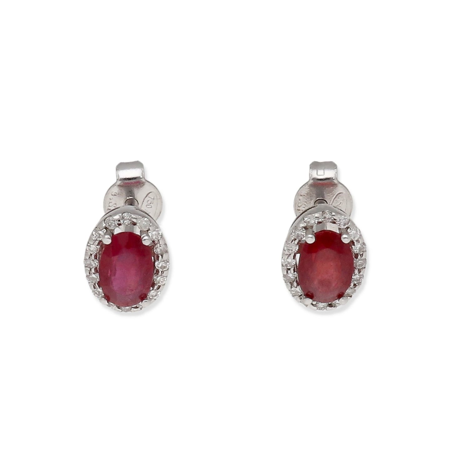 Pendientes Ren en Oro Blanco 18K con Rubí y Diamantes
