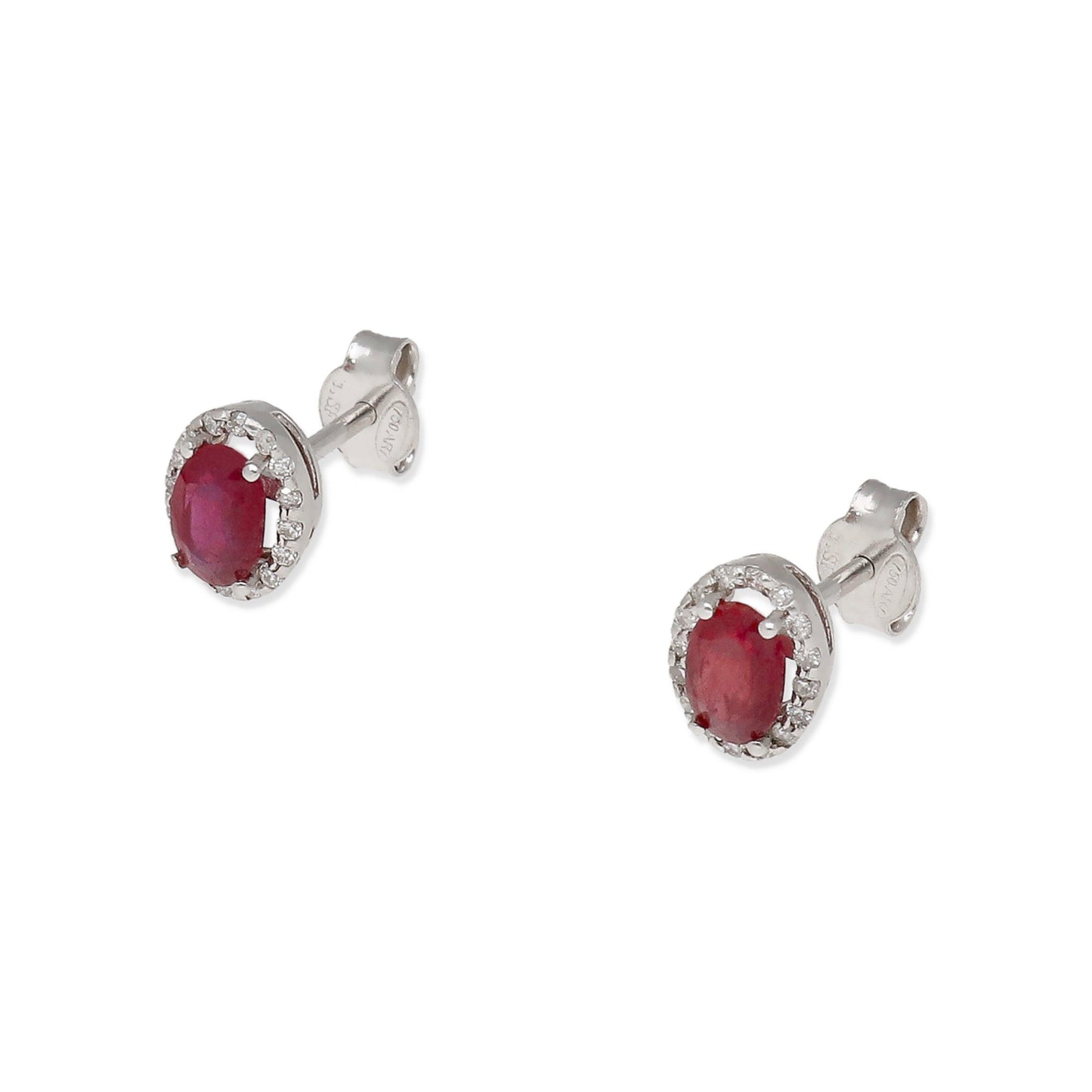 Pendientes Ren en Oro Blanco 18K con Rubí y Diamantes
