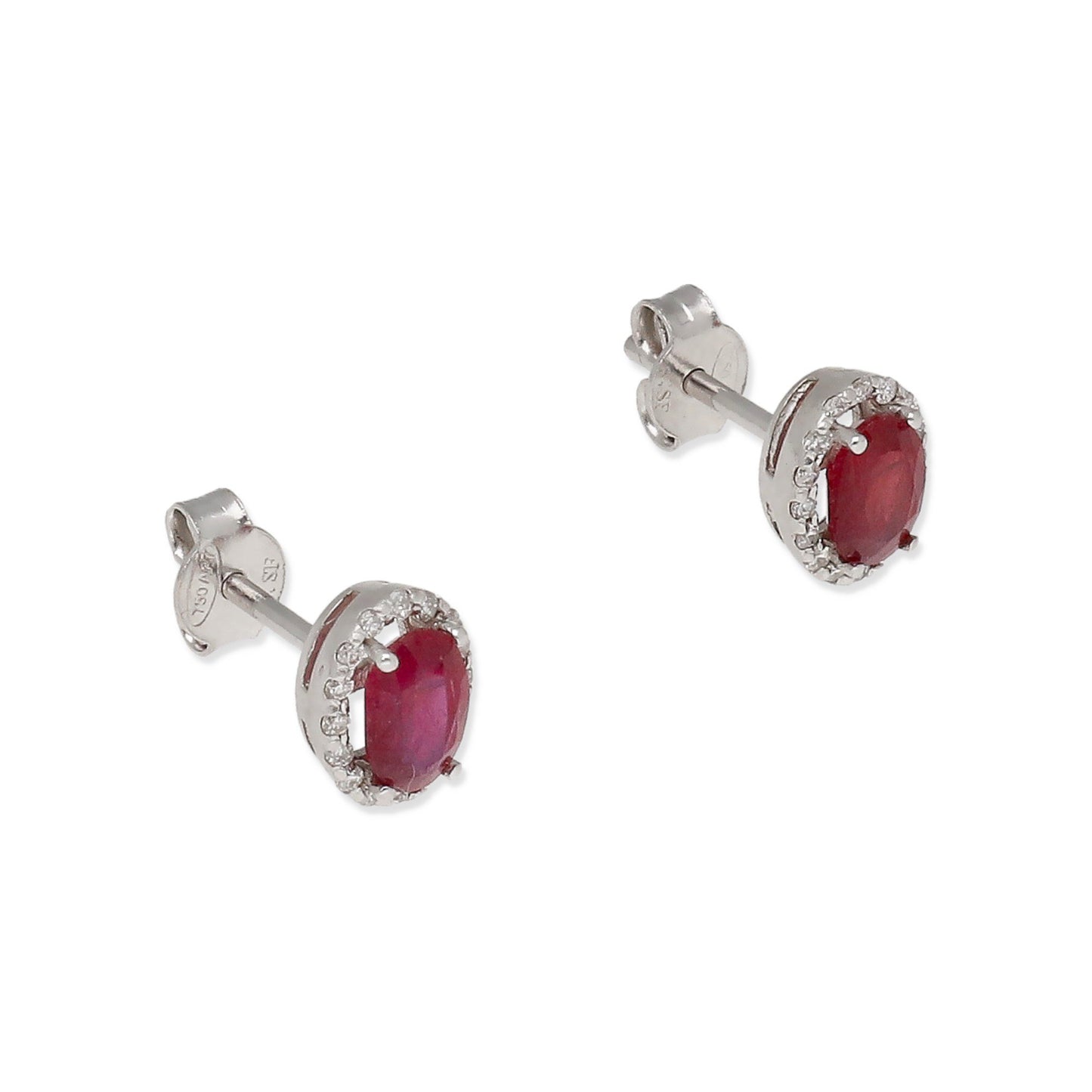 Pendientes Ren en Oro Blanco 18K con Rubí y Diamantes