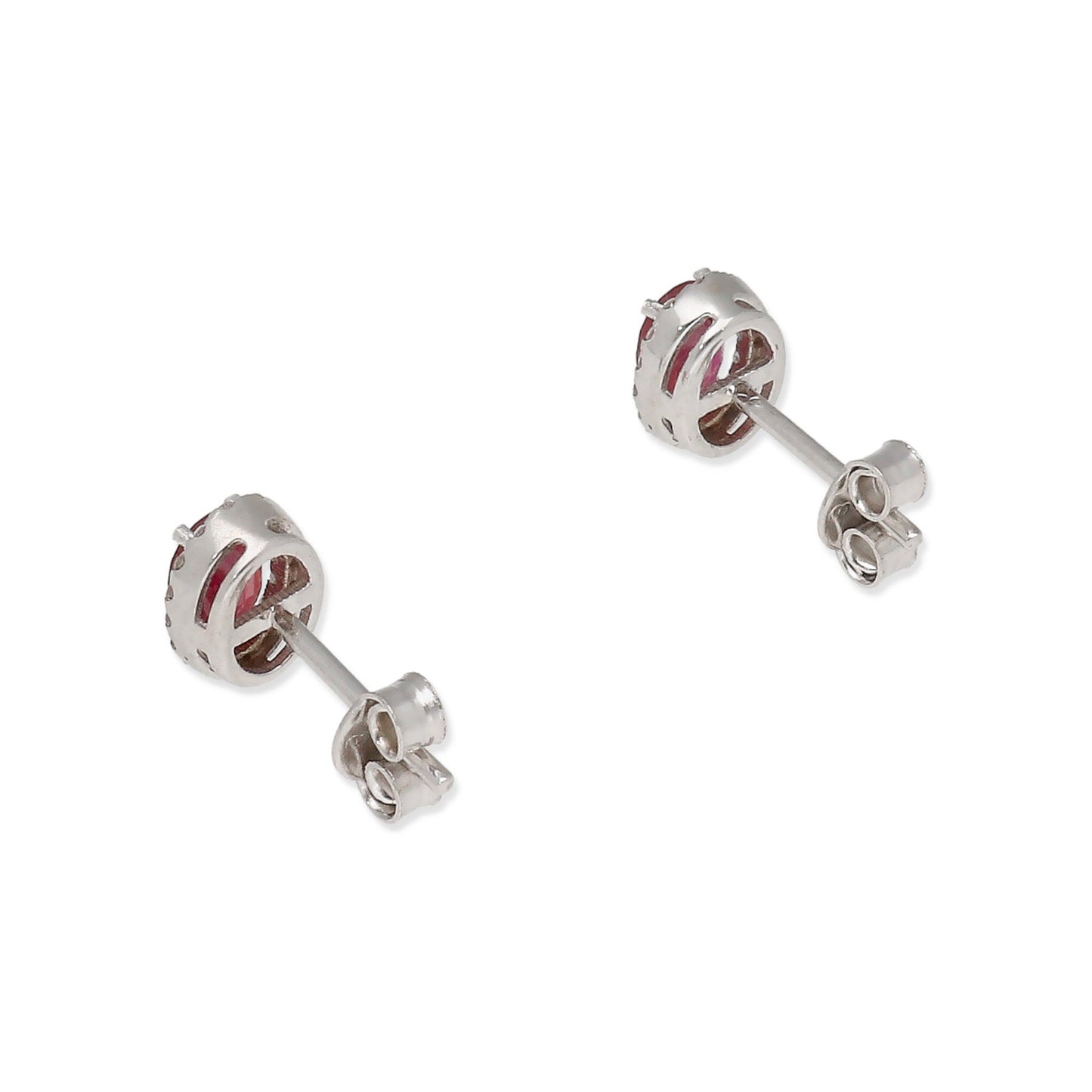 Pendientes Ren en Oro Blanco 18K con Rubí y Diamantes