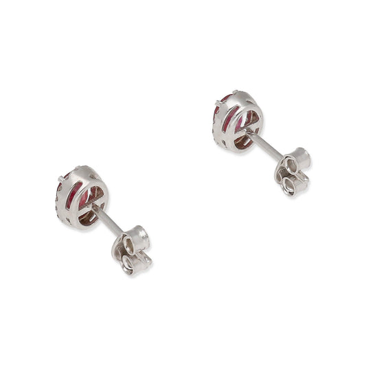 Pendientes Ren en Oro Blanco 18K con Rubí y Diamantes