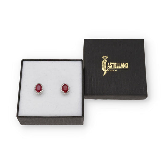 Pendientes Ren en Oro Blanco 18K con Rubí y Diamantes