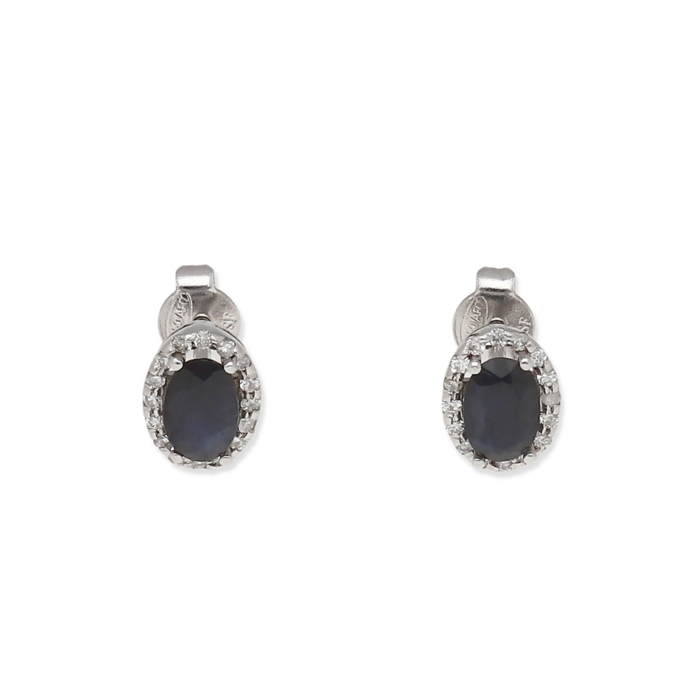 Pendientes Ren en Oro Blanco 18K con Zafiro y Diamantes