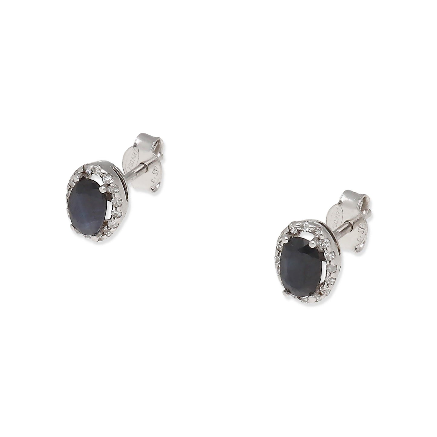 Pendientes Ren en Oro Blanco 18K con Zafiro y Diamantes