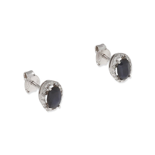 Pendientes Ren en Oro Blanco 18K con Zafiro y Diamantes