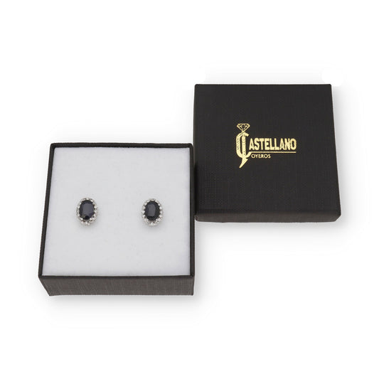 Pendientes Ren en Oro Blanco 18K con Zafiro y Diamantes
