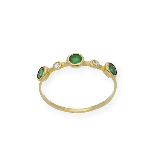 Anillo Millas de Oro y Diamantes con Esmeralda