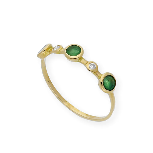 Anillo Millas de Oro y Diamantes con Esmeralda