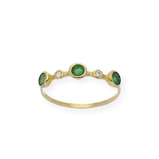 Anillo Millas de Oro y Diamantes con Esmeralda