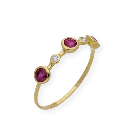Anillo Millas de Oro y Diamantes con Rubíes