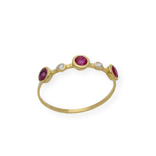 Anillo Millas de Oro y Diamantes con Rubíes