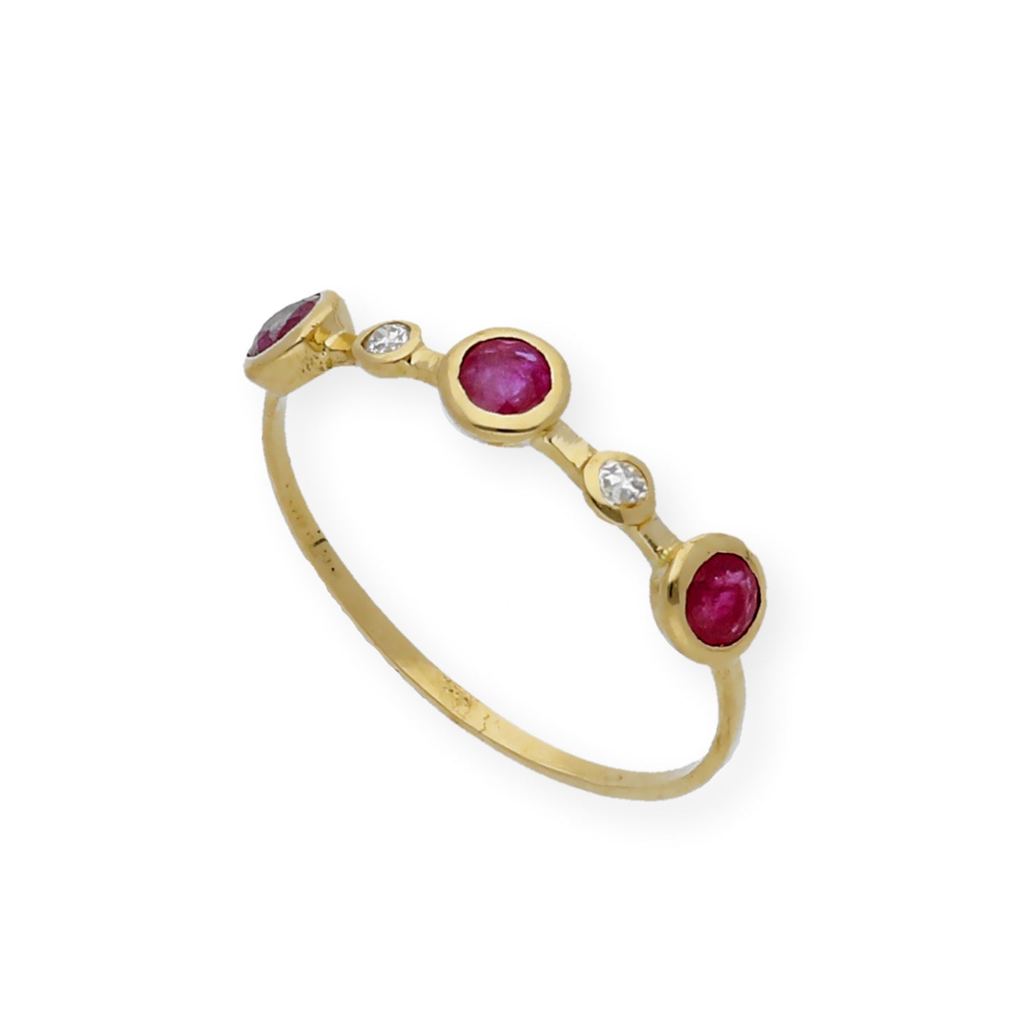 Anillo Millas de Oro 18K y Diamantes con Rubíes