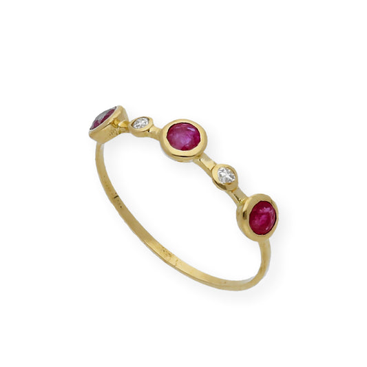 Anillo Millas de Oro y Diamantes con Rubíes