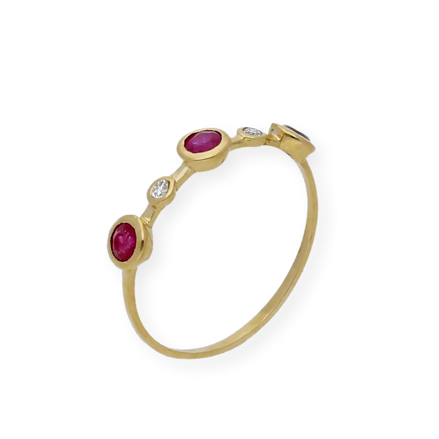 Anillo Millas de Oro 18K y Diamantes con Rubíes