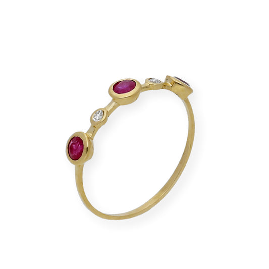Anillo Millas de Oro y Diamantes con Rubíes