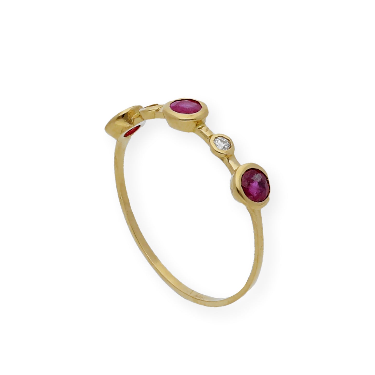 Anillo Millas de Oro 18K y Diamantes con Rubíes