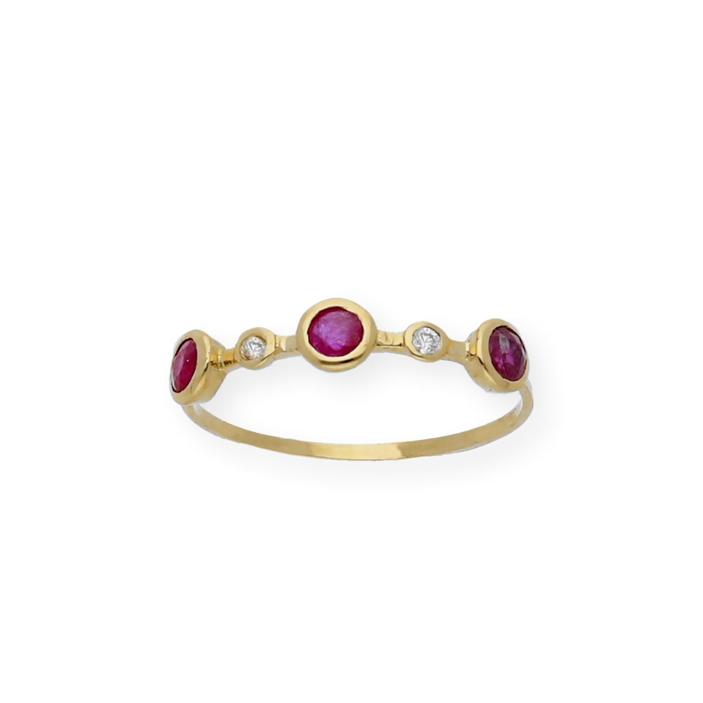 Anillo Millas de Oro 18K y Diamantes con Rubíes