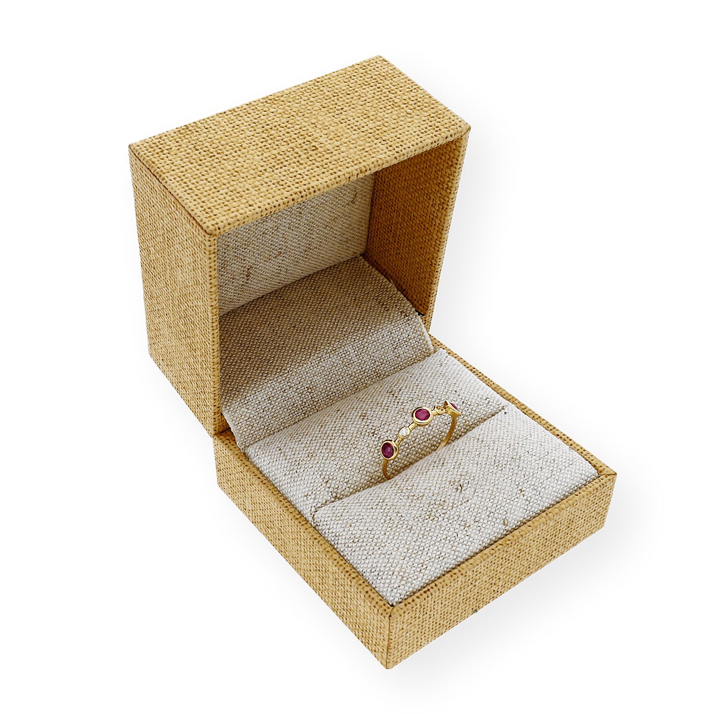 Anillo Millas de Oro 18K y Diamantes con Rubíes