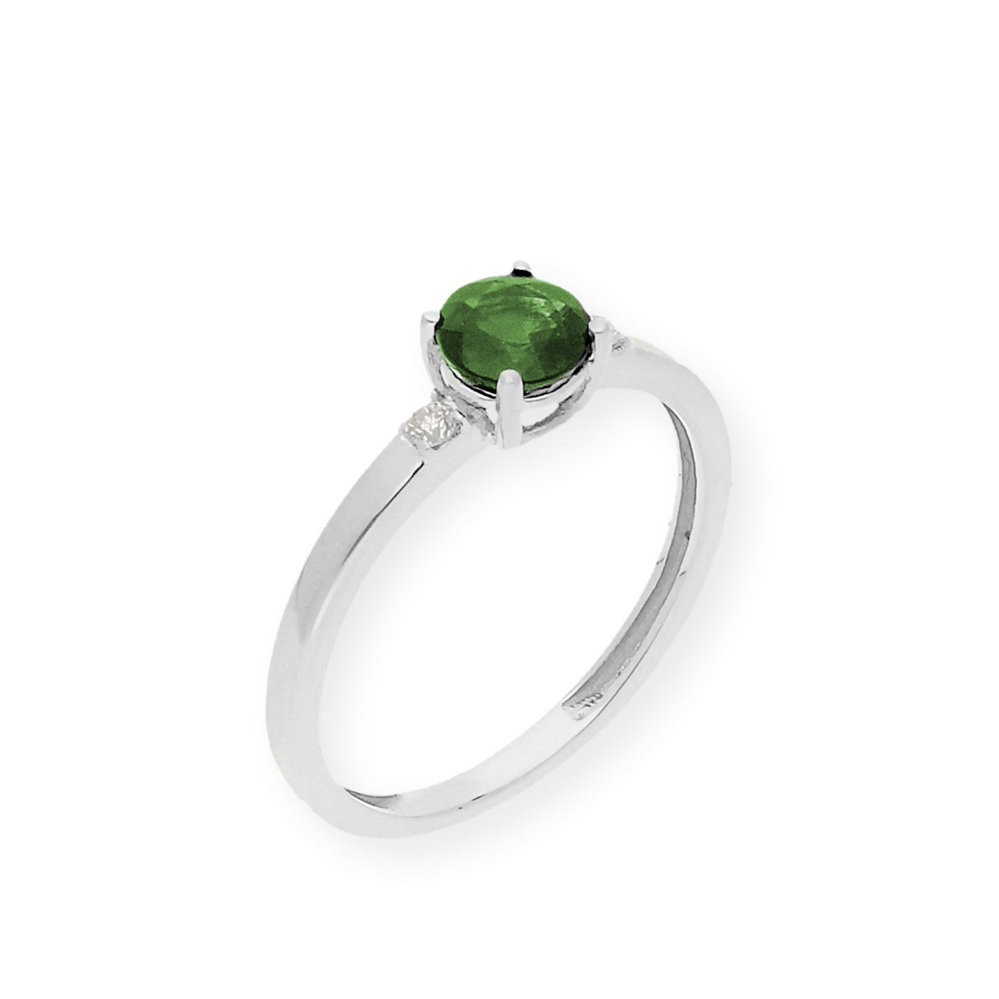 Anillo Aura en Oro Blanco 18k con Diamantes y Esmeralda