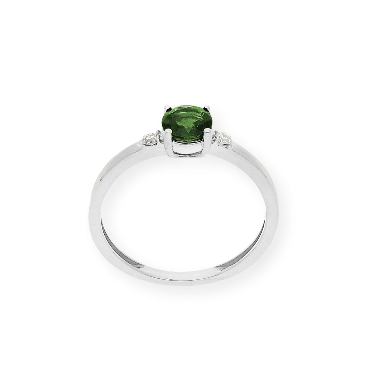 Anillo Aura en Oro Blanco 18k con Diamantes y Esmeralda