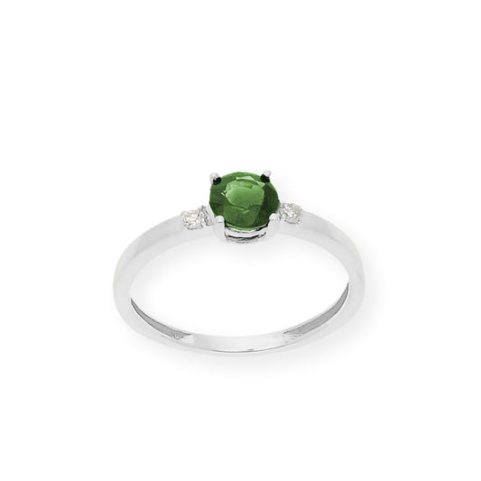 Anillo Aura en Oro Blanco 18k con Diamantes y Esmeralda