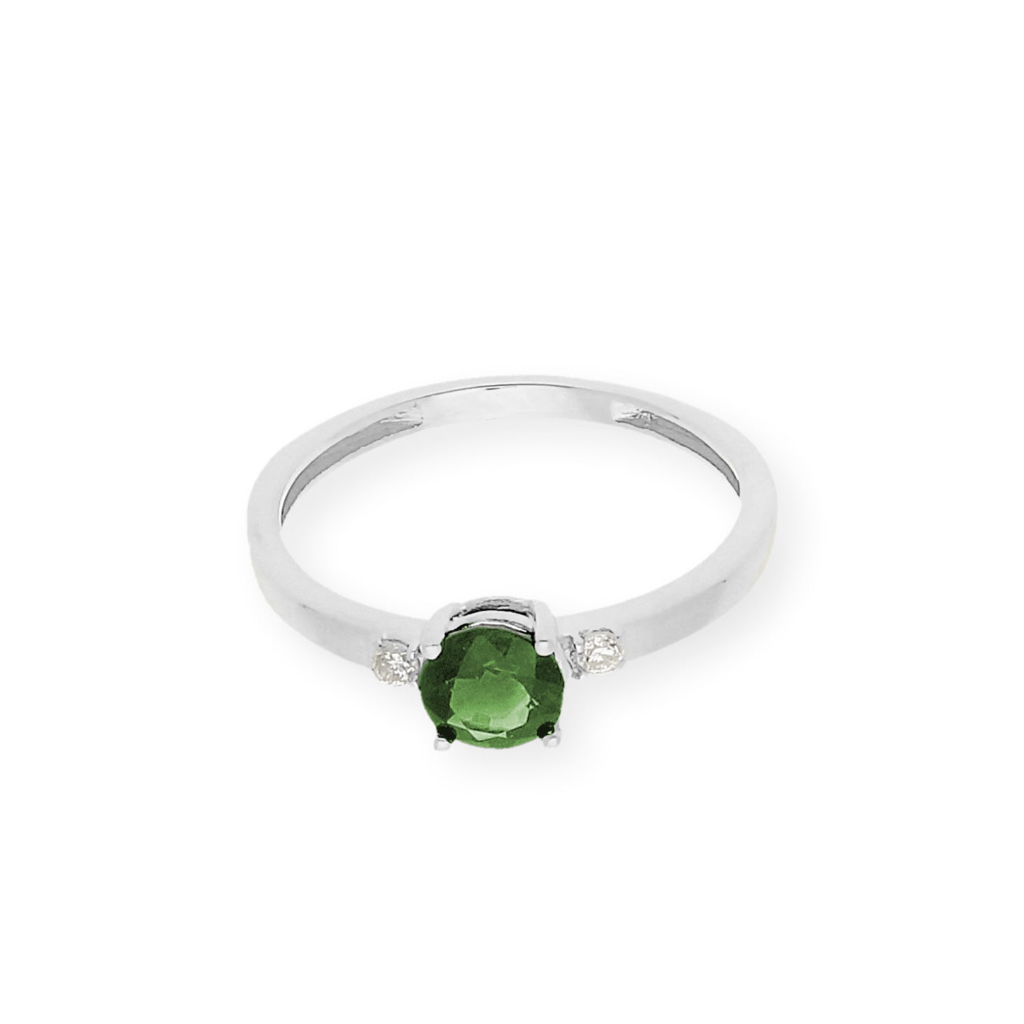 Anillo Aura en Oro Blanco 18k con Diamantes y Esmeralda