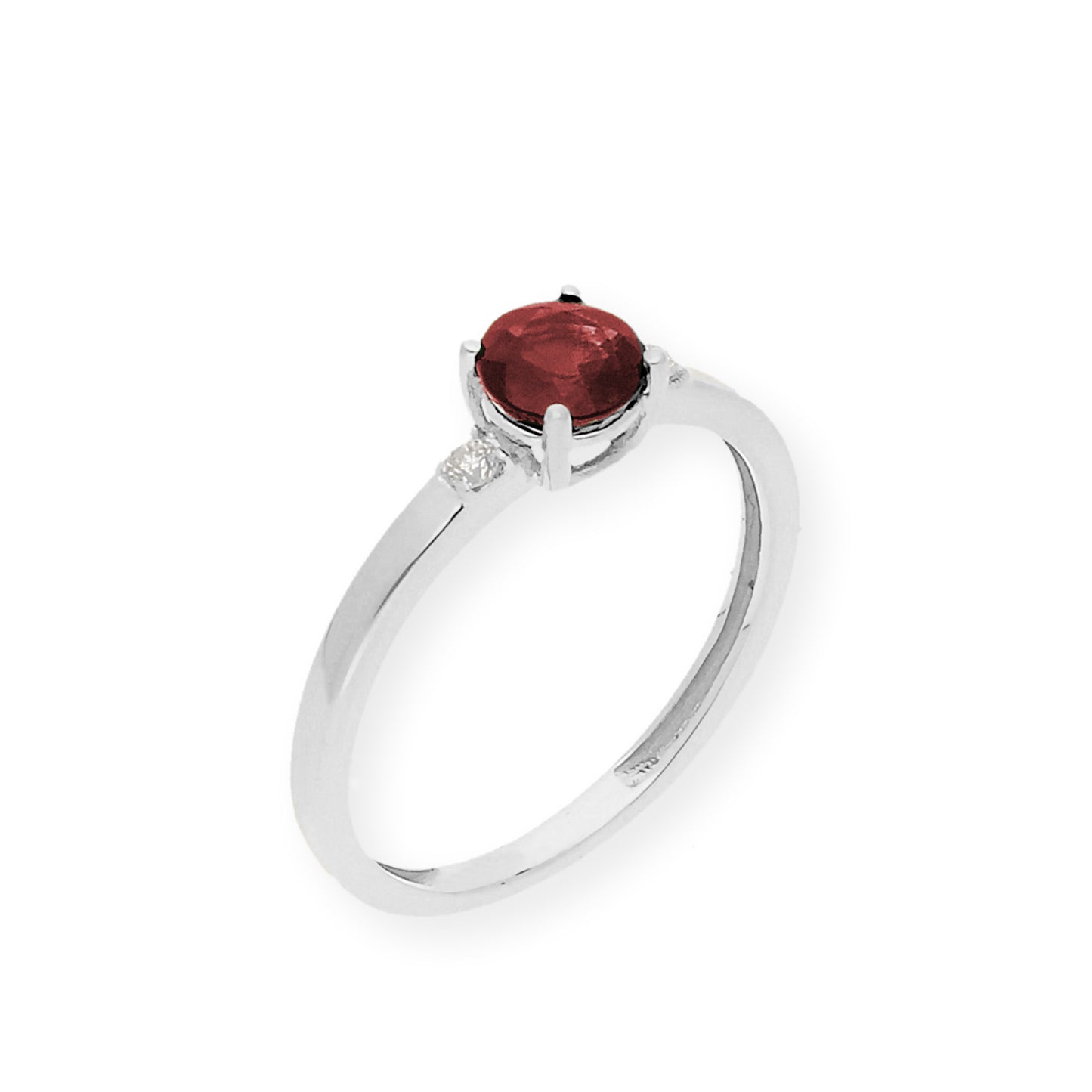 Anillo Aura en Oro Blanco 18k con Diamantes y Rubí