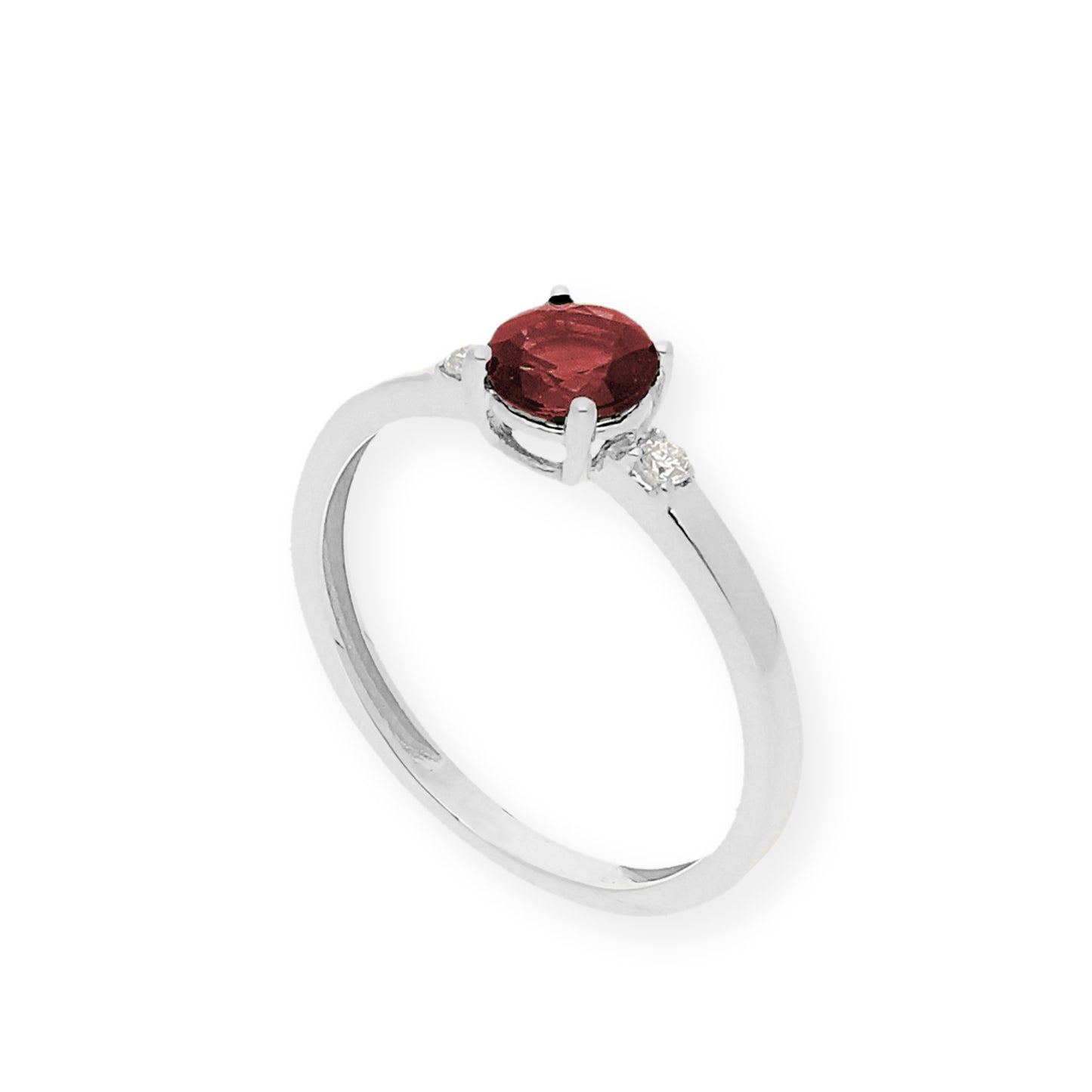 Anillo Aura en Oro Blanco 18k con Diamantes y Rubí