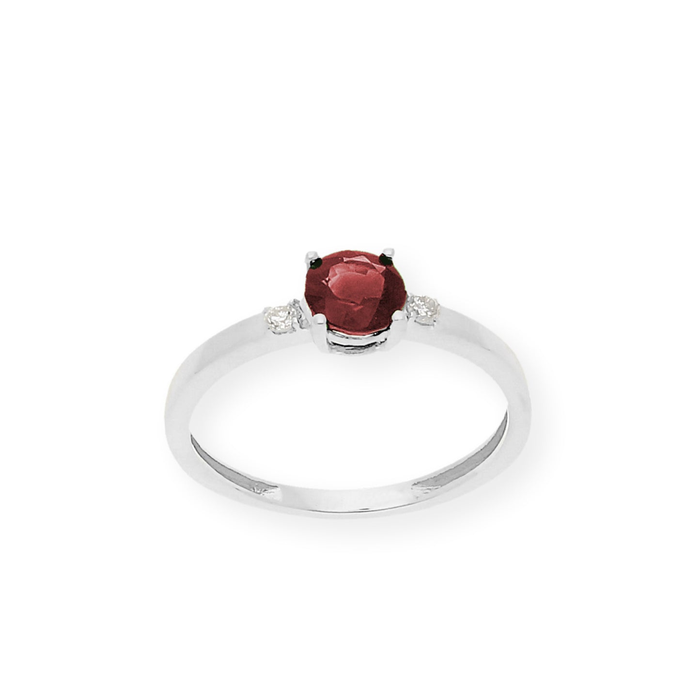 Anillo Aura en Oro Blanco 18k con Diamantes y Rubí